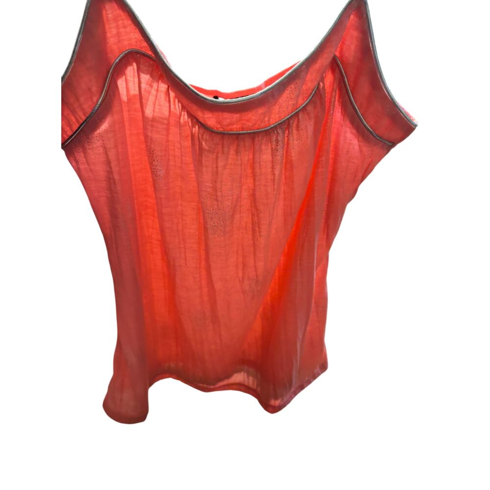 Y2K pink romantic feminine cami self esteem sz m* sheer tank coral silver design - Picture 2 of 7